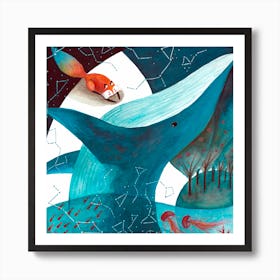 Fox And Whale 3 Art Print