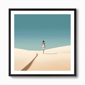 Woman Walking In The Desert Art Print