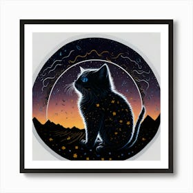 Cat Colored Sky (2) Art Print