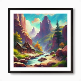 Landscape of valley rocks 1 Art Print