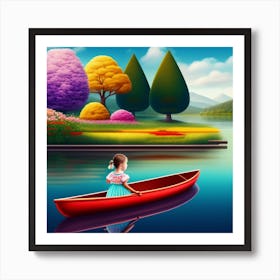 Little Girl In A Canoe Art Print