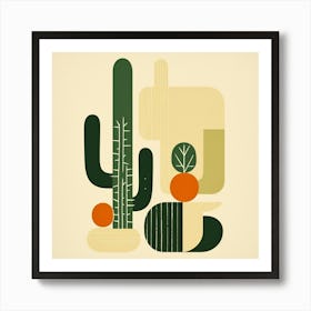 Rizwanakhan Simple Abstract Cactus Non Uniform Shapes Petrol 94 Art Print