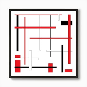 Abstract Red And Black Lines 1 Art Print