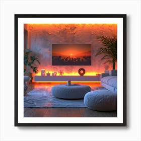 Living Room With Tv Art Print