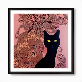 Pretty Black Cat Art Print