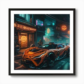 Pumpkin Car (Cyberpunk37) Art Print