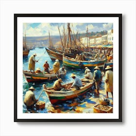 Fishing Boats In The Harbor Art Print