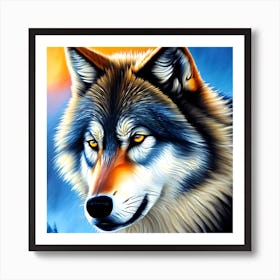 Wolf in sunrise Art Print