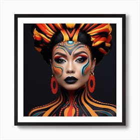 Asian Woman With Colorful Makeup Art Print