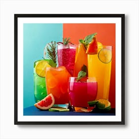 Firefly Bold Geometric Layers For Vibrant Soft Drinks 16104 Art Print