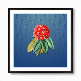 Vintage Rhododendron Rollissonii Botanical on Bahama Blue Pattern n.1414 Art Print