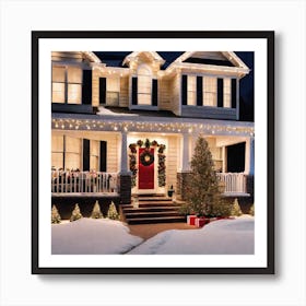 House Decorated For Christmas Art Print