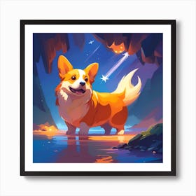 Corgi In The Cave Art Print