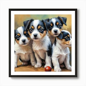 Four Puppies Art Print