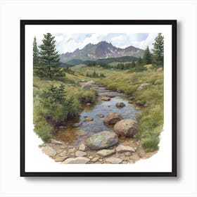 Stream In The Mountains Art Print