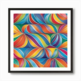 Multicolored Horizontal Curves and Lines Art Print