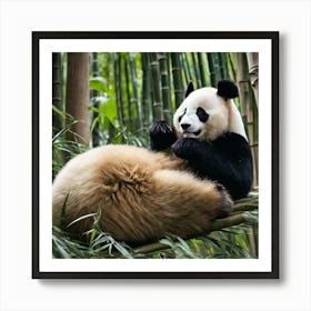 Panda Bear In Bamboo Forest 1 Art Print