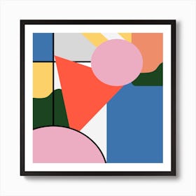 Mondrian Shapes Square Art Print