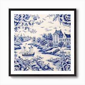 Snoopy Dog Delft Tile Illustration 1 Art Print