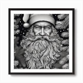 Black & White Santa Clause Art Print