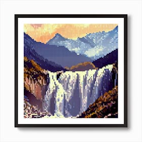 Waterfall In The Mountains Art Print
