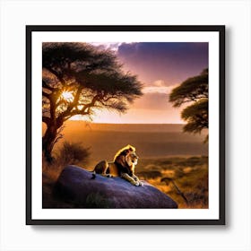 Lion At Sunset 7 Art Print