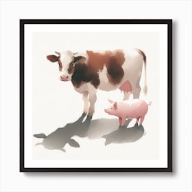 Cow And Pig Art Print