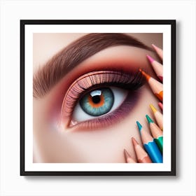 Eye Makeup With Colored Pencils Art Print