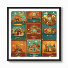 Chronology Which Passes In Cartoon Style 4 Art Print