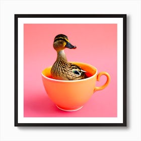 Brown Duck In A Teacup Art Print