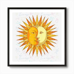 Celestial Body Astronomy Sun Crescent Moon Astrology Poster