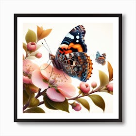 Butterfly On Blossoms Art Print