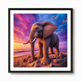 Elephant In The Sand 1 Art Print