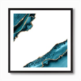 Teal & Gold Agate Texture 19 Art Print