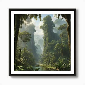 Jungle River paintings art print Art Print