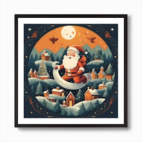 Santa Claus Flying Christmas Art Print
