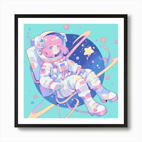 Cute Girl In Space Art Print