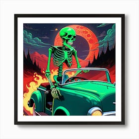 Skeleton Driving Car 2 Art Print