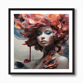 A beautiful woman with gorgeous, flowery hair Art Print