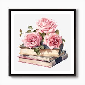 Roses On Books 18 Art Print