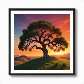 Tree At Sunset Art Print