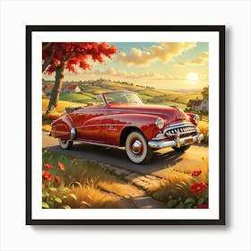 Old Car On The Road Art Print