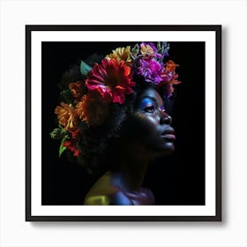 Afro-American Woman With Flower Crown Art Print