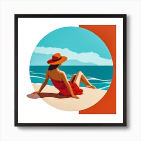 Woman Enjoying The Sun At The Beach 5 Art Print