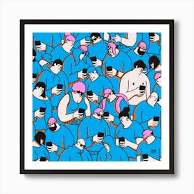 Crowd Of People Using Cell Phones Art Print