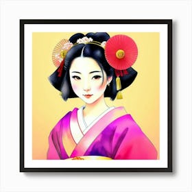 Japan Beautiful Geisha Girl Art Print