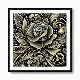 Gold Rose 8 Art Print