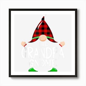 Gnome Family Christmas Red Plaid Pajama Shirt Art Print