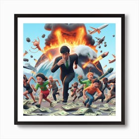 People saves their lives when earth end Art Print