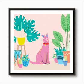 Dog And Plantscmyk Art Print